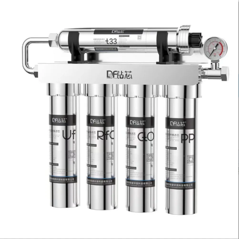 5-Stage Water Filter System with Filters Stainless Steel Water Purifier No Plug-in No Wastewater Reduce Lead,99.999% Chlorine