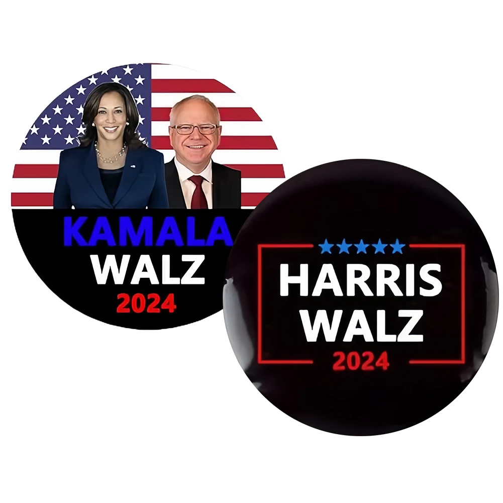 Harris Walz 2024 Kamala Harris Tim Walz Waltz For President Pins And Button Circle Badges Round Chest Pins Brooch Decor