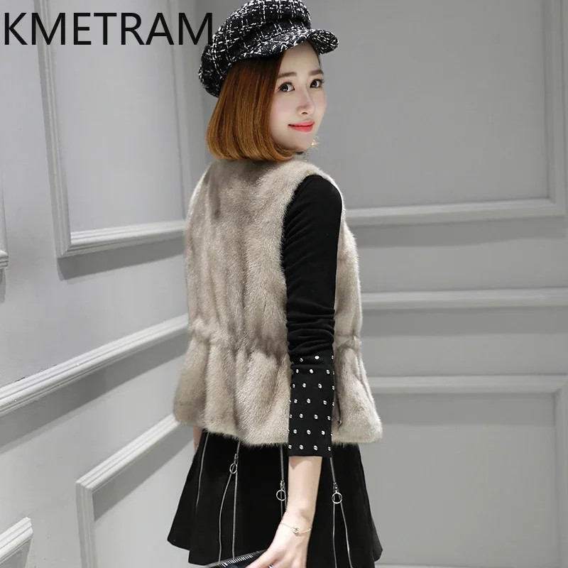 Real Whole Mink Fur Coat Women Short Vest Luxury Warm Sleeveless Fur Jacket Woman 2024 Winter Clothes New in Outerwears шуба