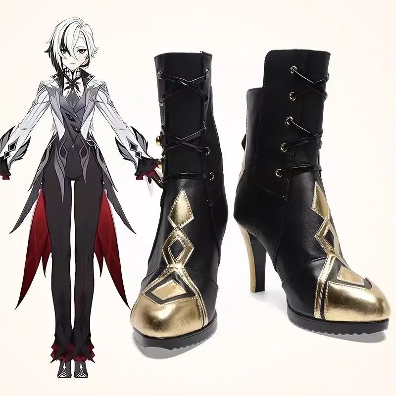 Genshin Impact Arlecchino Cosplay Boots Shoes Various Sizes In Stock Men Women Anime Halloween Party