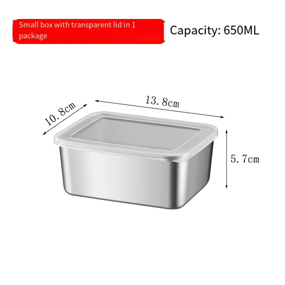 2Pcs Food Storage Plates Dish Cake Buffet Organizer Stainless Steel Serving Tray with Lid Rectangle Kitchen Container, S