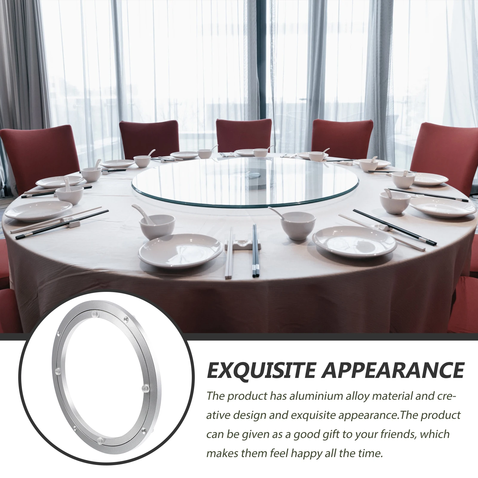 

360 Degree Rotating Aluminum Alloy Turntable Base Heavy Duty Household Dining Table Accessory Restaurant Swivel Plate