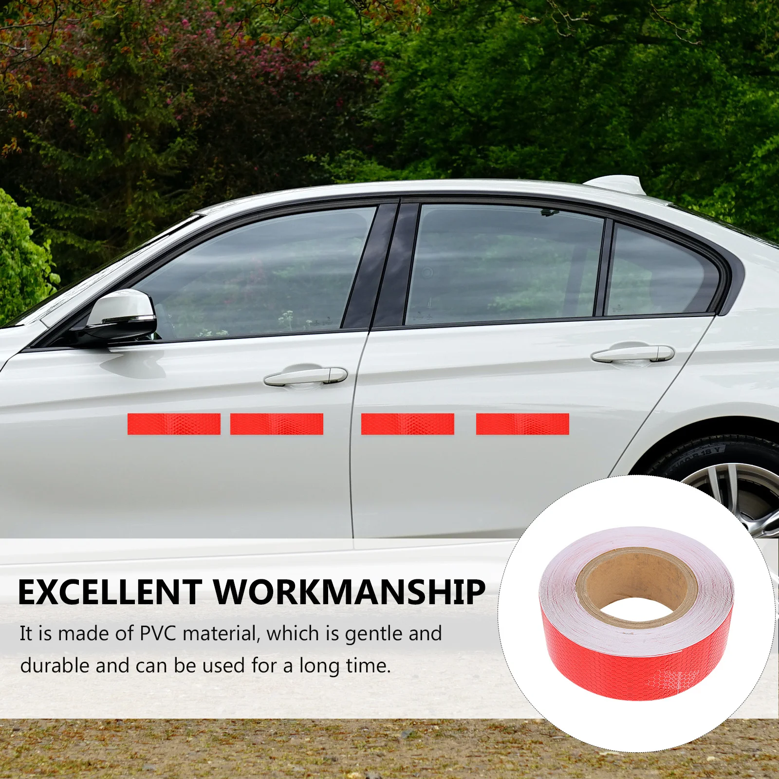

Fluorescent Safety Reflective Tape Warning Strip Waterproof Weather Resistant Strong Adhesive Durable Vehicle Road Marking