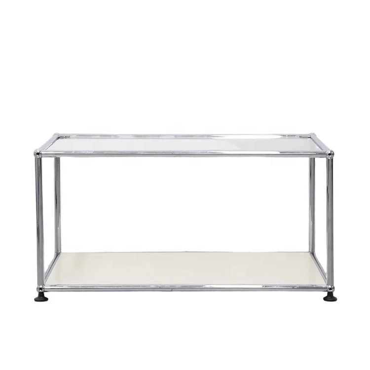 Modern Minimalist Tempered Glass Central Table Stainless Steel Living Room Modular Coffee Table for Home Hotel