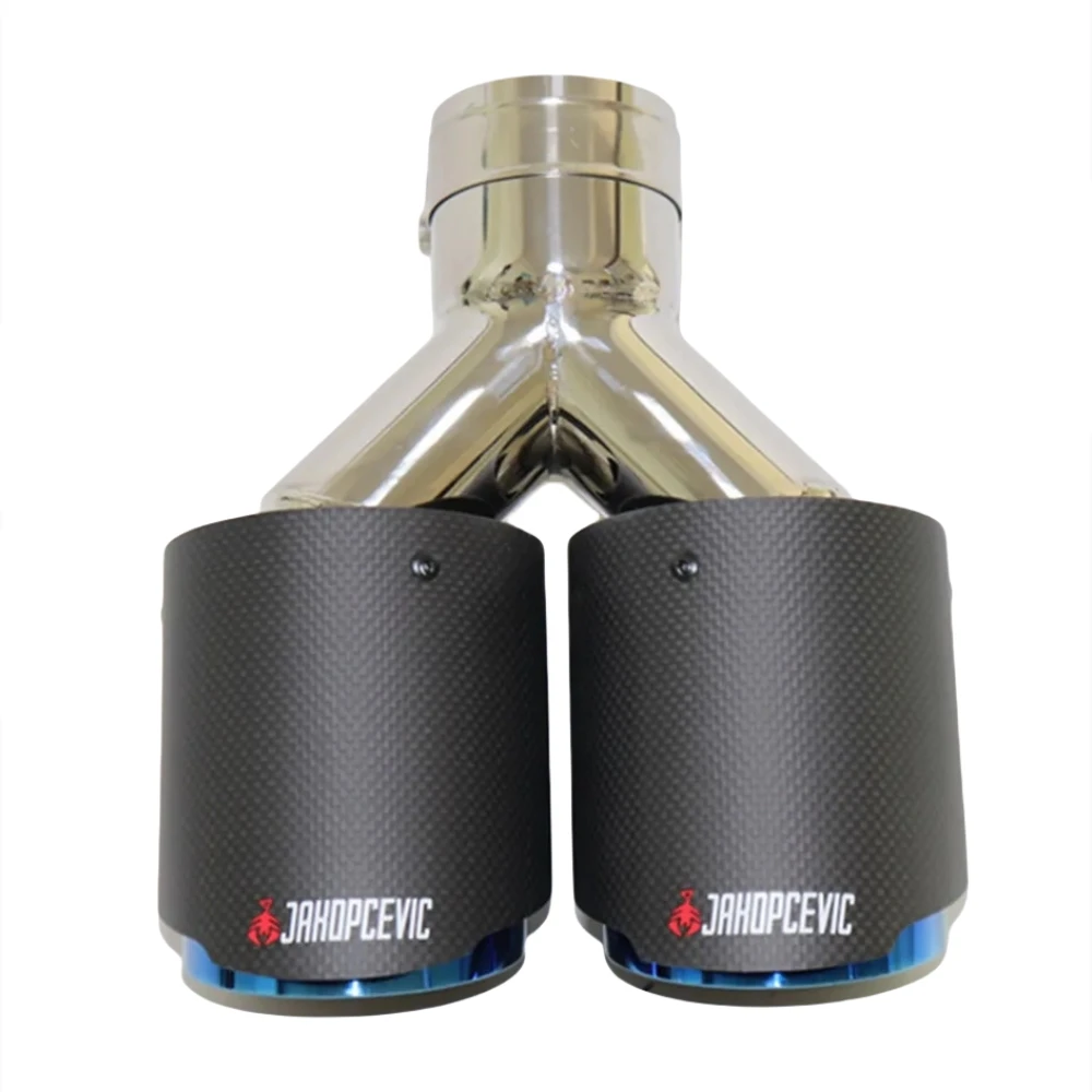 

1 Piece Car Carbon Fiber Matte Muffler Tip Y Shape Double Exit Exhaust Pipe Mufflers Nozzle Decoration Universal Stainless Blue