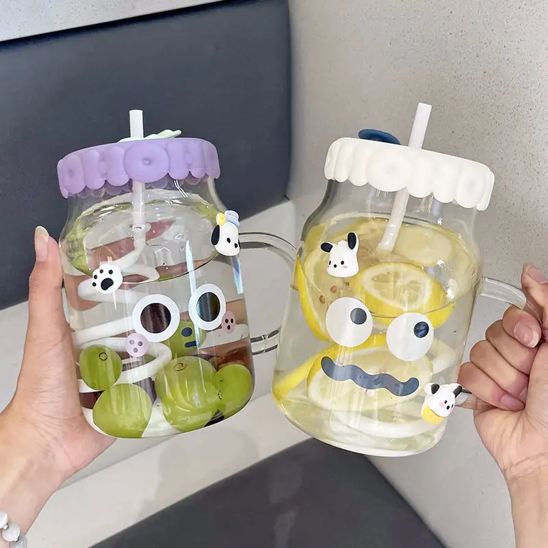 

LTT high value straw cup large capacity high temperature resistant water cup office cute glass