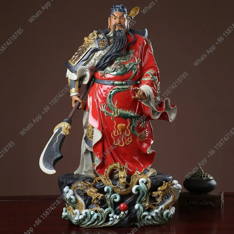 Shiwan doll Guan Yu God of Fortune statue town house lucky housewarming opening gift ceramic Kowloon Guan Gong ornament