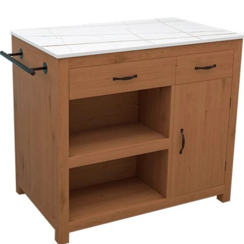 Kitchen island, open, separate solid wood side cabinet, household storage, meal preparation storage cabinet
