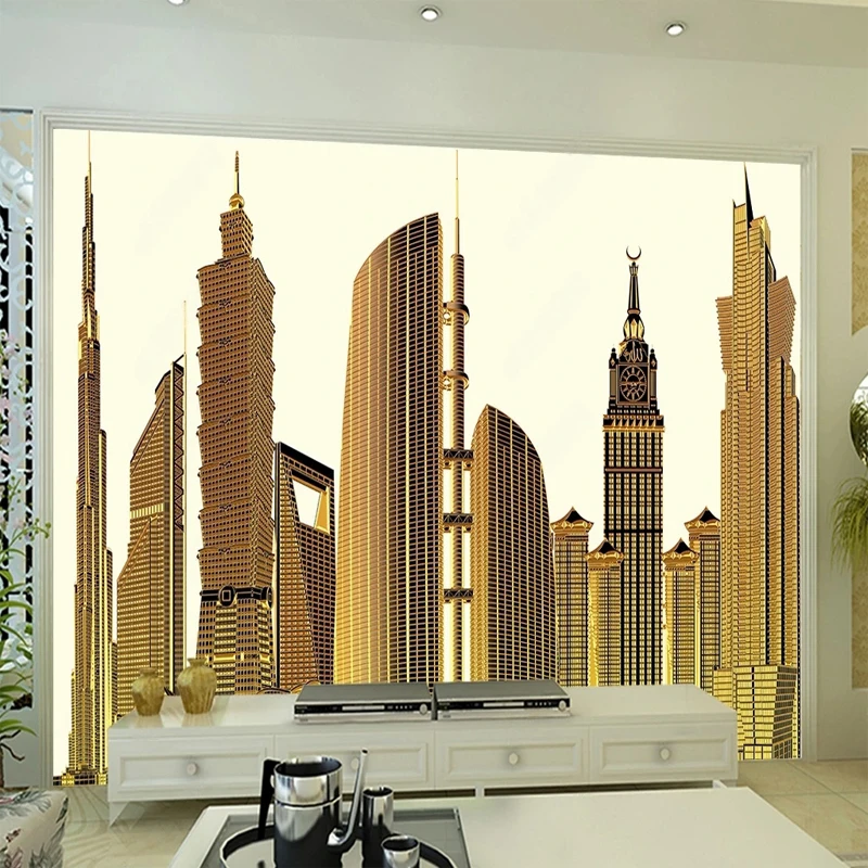 Custom Size Wall Photo Mural Modern City Building Non-woven 3D Embossed Wallpaper Living Room TV Background Home Decor Backdrop