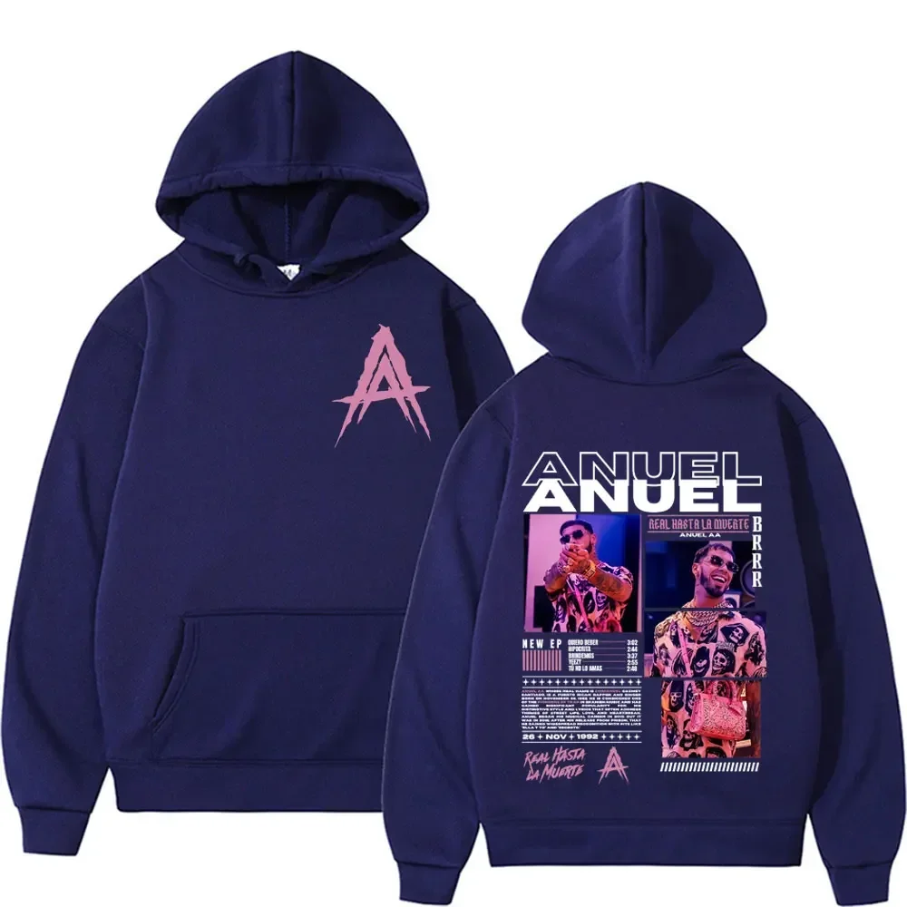 Customization Rapper Anuel AA Real Hasta La Muerte Album Tour Hoodie Streetwear Men Women Vintage Hip Hop Pop Music Hoodies Casu