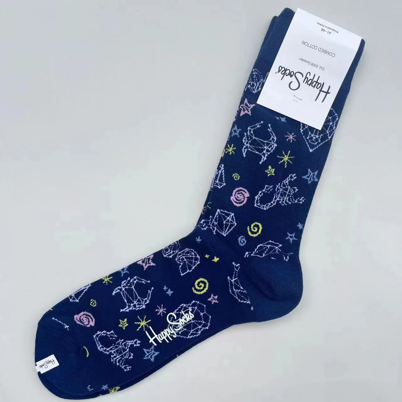 Happy Socks Mid-tube sokken voor heren Vier seizoenen puur katoen Klassieke sokken MAAT 41-46
