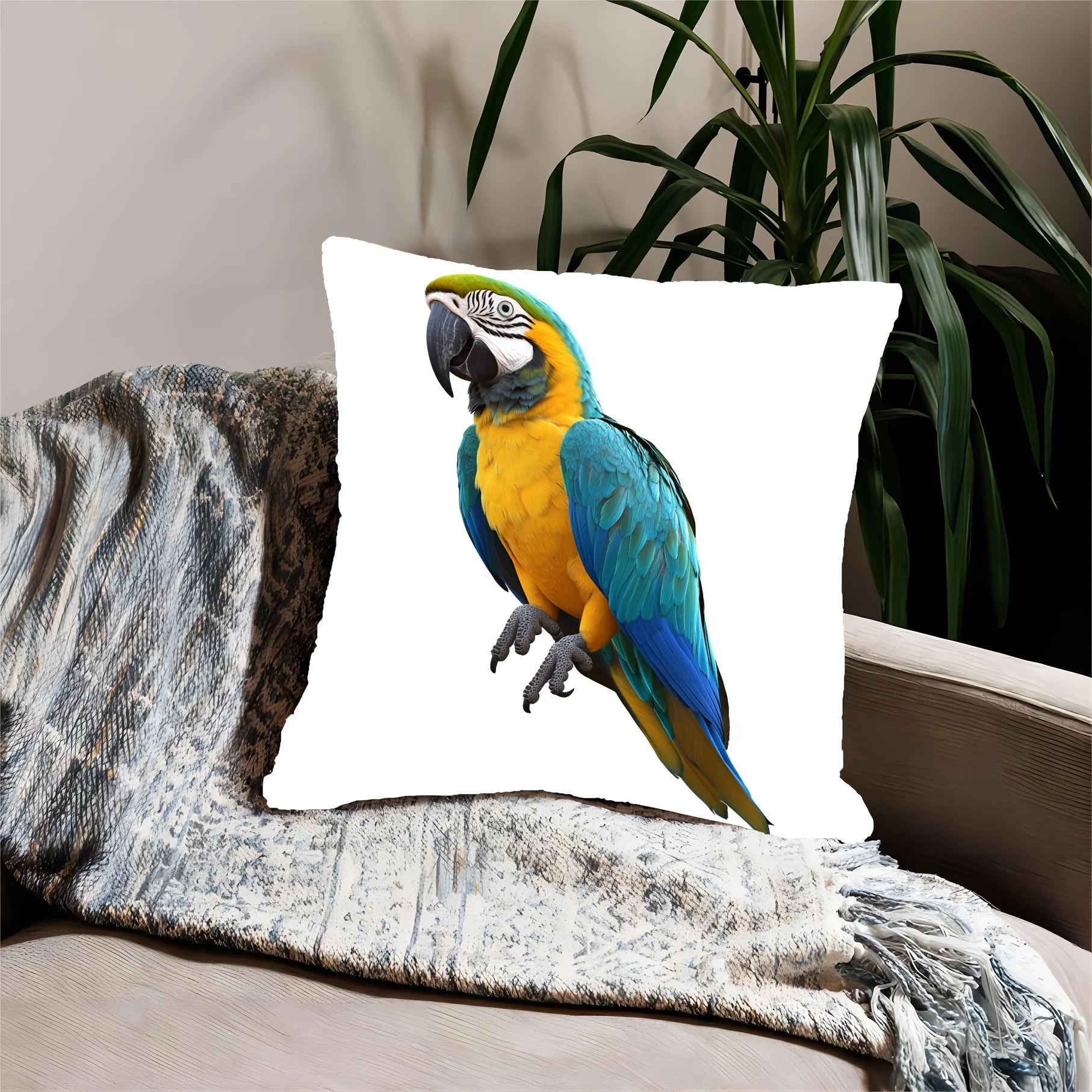 Tropical Macaw Parrot Pillowcase Cover Decorative Bird Print Throw Pillow Cushion Case for Bedding Jungle Home Decor Gift