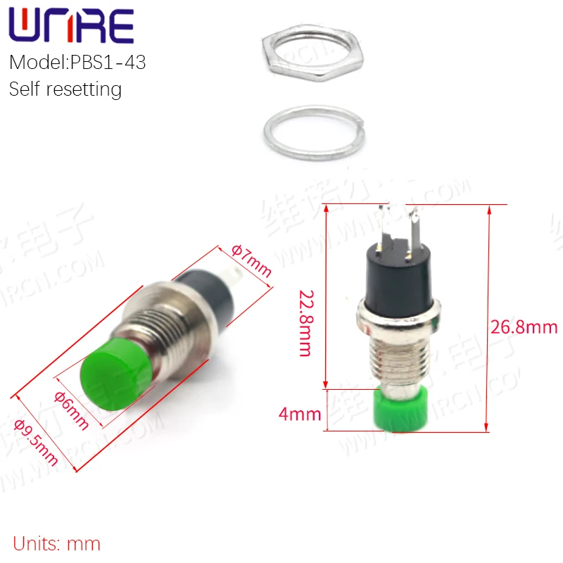 PBS1-43 Circular DS Button Self Resetting Waterproof Small Button Electronic Device Power Button