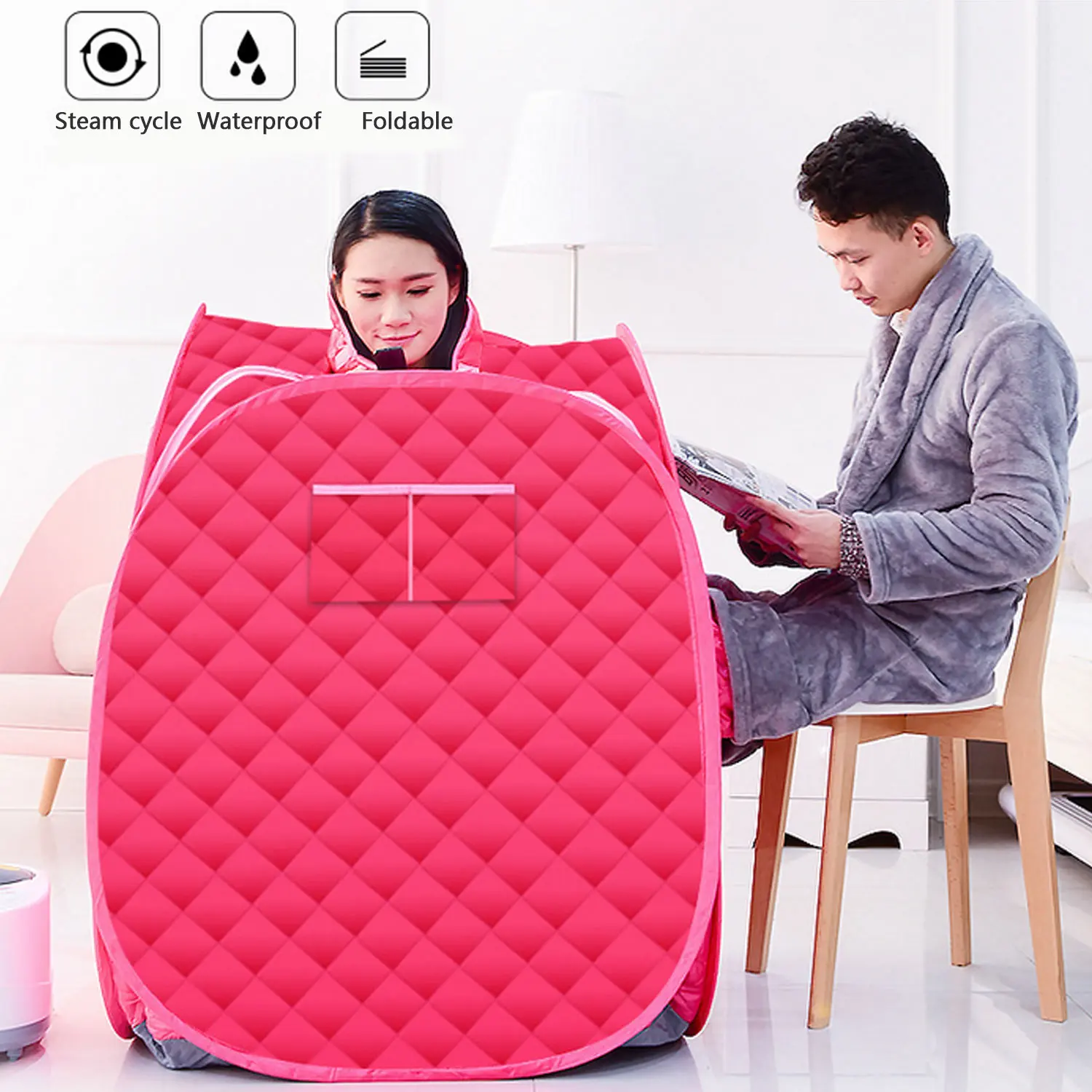 Portable Folding Steam Sauna Cabin Generator SPA Room Tent Box without Steamer for One or Two People Weight Loss Full Body