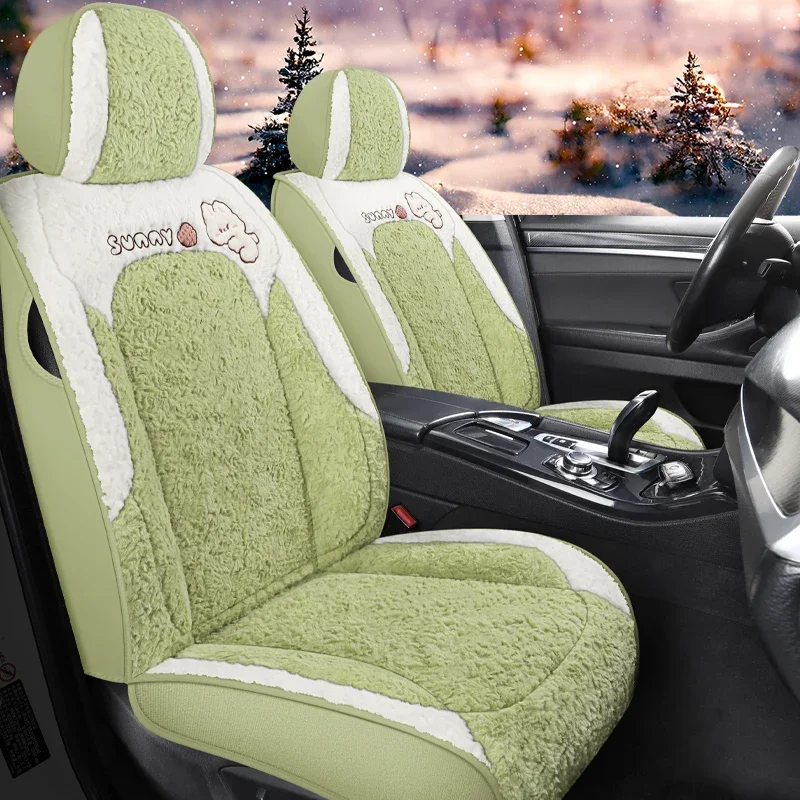 Warm Plush Car Seat Covers Cushion Cute Anti-slip Universal Seat Breathable Pad for All Vehicles Front and Rear Seat 5 Seats