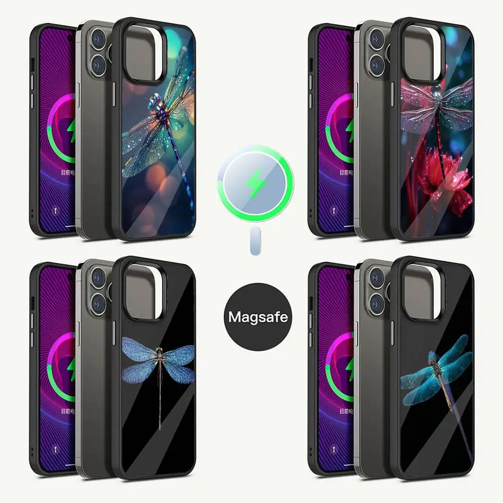 

Dragonfly Animal Phone Case For iPhone 16,15,14,13,12,11,Pro,Max,Plus,Mini,Magsafe,Magnetic Wireless Charging Case