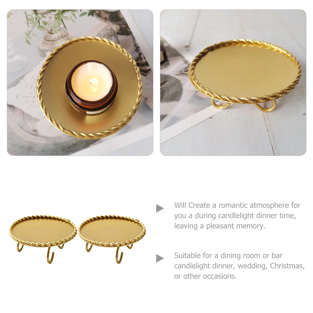 

2pcs Golden Iron Art Holder for Table Decor Romantic Atmosphere Vintage Metal Craft Furniture Part