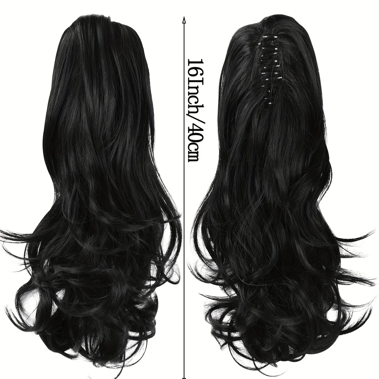 Наращивание волос в виде вьющихся хвоста на клипсе — синтетический шиньон платинового блонда длиной 16 дюймов с объемной вьющейся волной и зажимом для женщин 1