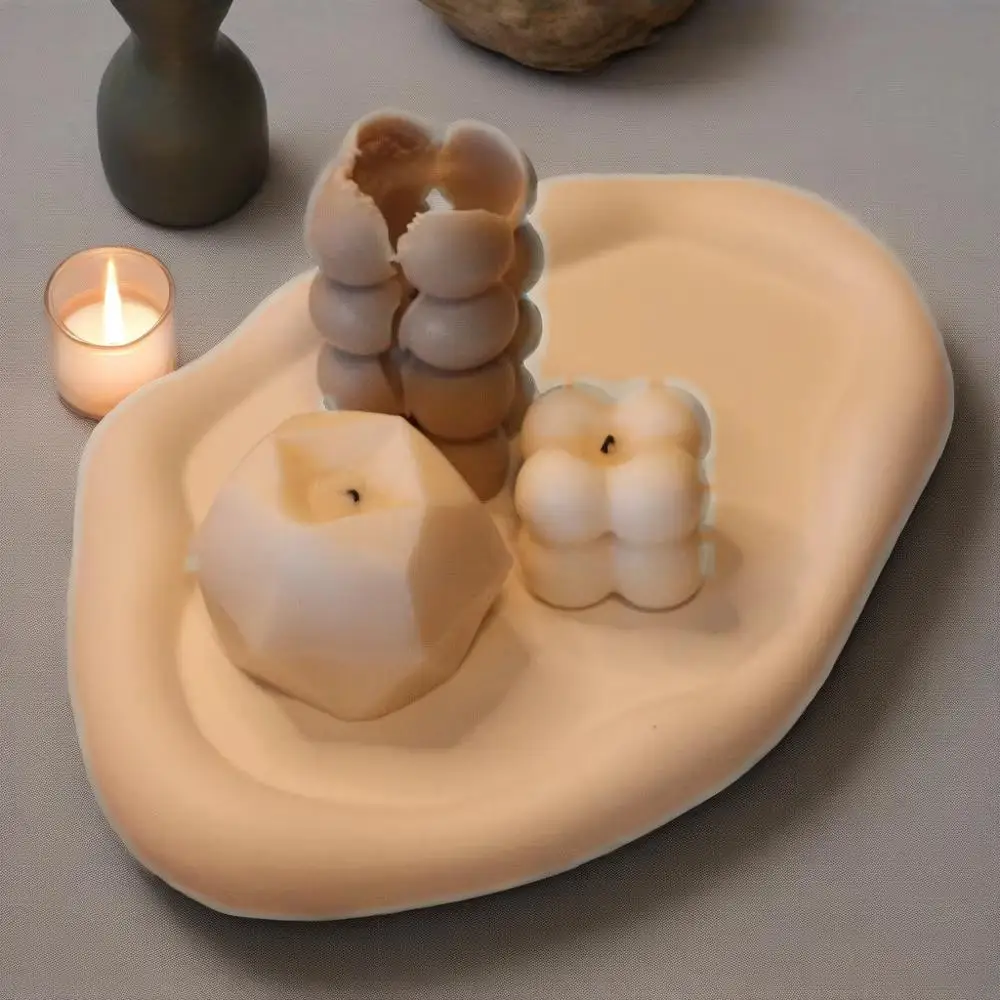 

1 PCS 3D Diy Cloud Shape Resin Tray Silicone Mold Asymmetrical Oval Design Great For Jewelry Storage Aroma Plaster Candle Mould
