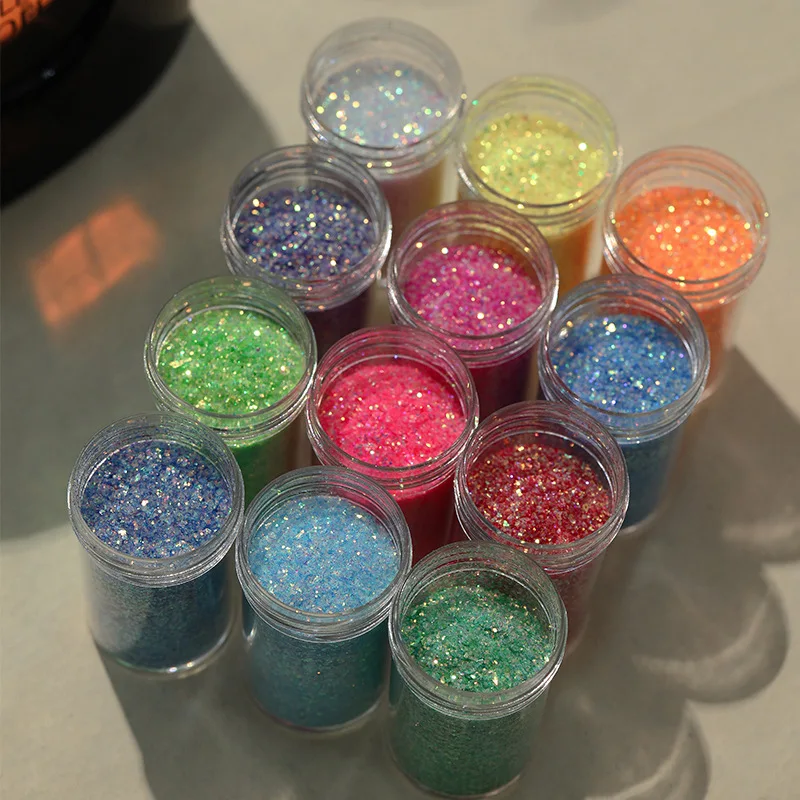 1jar Iridescent Bulk Glitter Nail Powder Sparkly Pigments Decoration Manicure Accessories DIY Crafts Nail Supplies Professionals