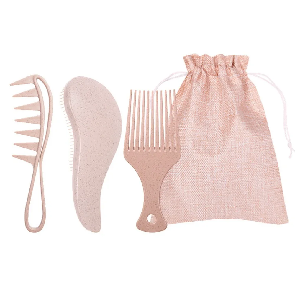 Juego de peine y cepillo de dientes anchos, horquilla, cepillo para el pelo, masaje antiestático, desenredante, antideslizante, colorido, 3 uds.