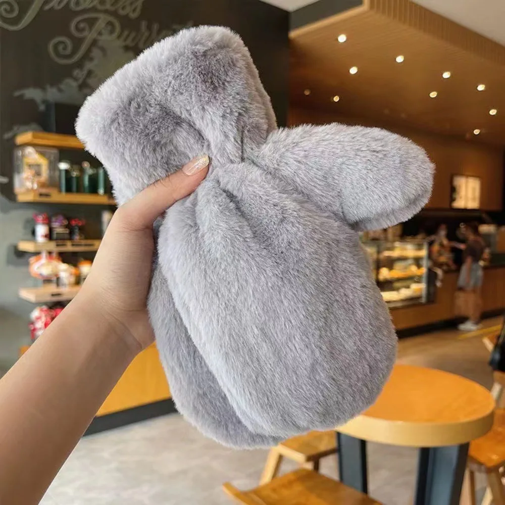 

Cute Warm Winter Gloves Velvet Fluffy Gloves Solid Color Thickened Mitten Women