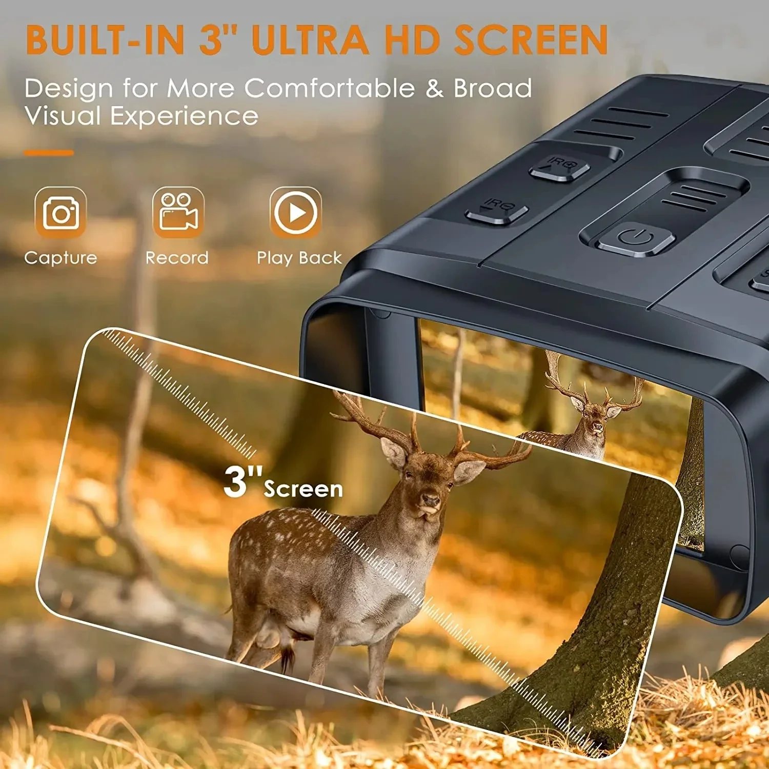 4K Wifi Night Vision Binocular Device 10x Digital Zoom Infrared Night Vision Goggles 3\'\' Large Screen Full Dark 500m For Hunting