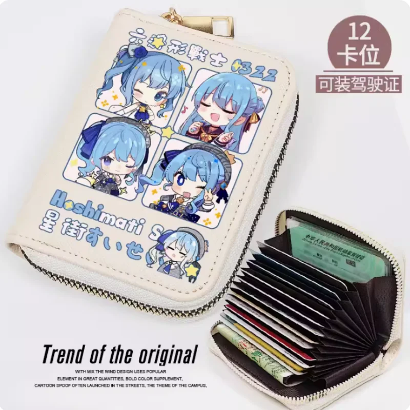 

Anime Hoshimati Suisei Hololive Zipper Wallet Women Fold Bag Multi Card Coin Pocket Holder Fashion Wallet Gift