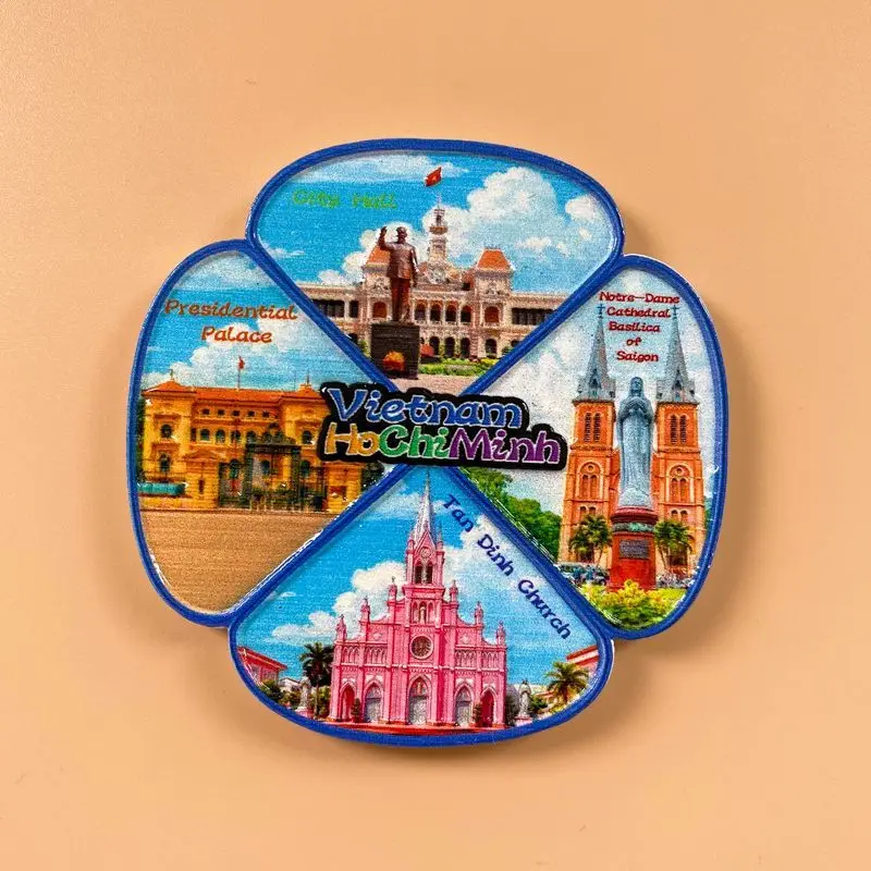 

Vietnam Ho Chi Minh Personalized Creative Fridge Magnets Travel Souvenirs Four-leaf Clover Attractions Decorations Unique Gifts