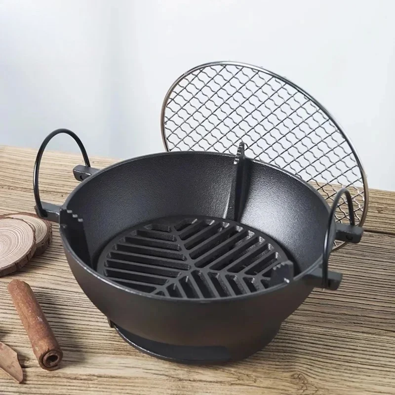 

Home Portable bbq plate stove Cast iron brazier Charcoal basin boiled tea stove BBQ grill outdoor Camp barbecue charcoal grill