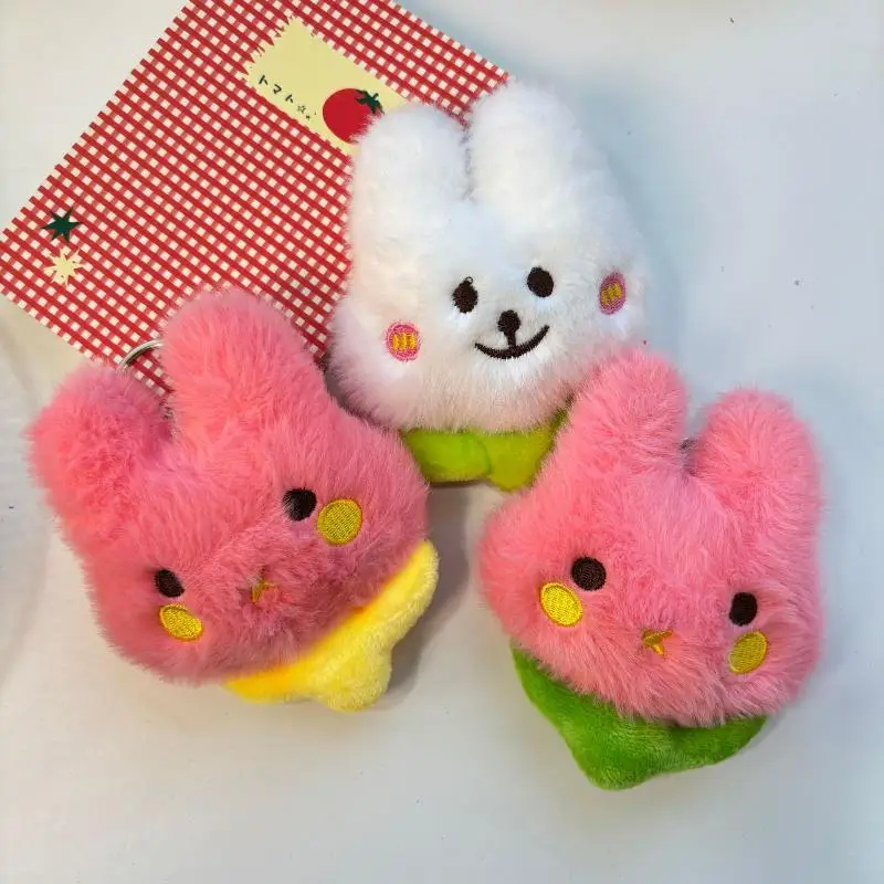 Cartoon Tulpe Kaninchen Plüsch Anhänger Schlüsselbund Kawaii Mode Schlüssel Ring Für Frauen Mädchen Nette Rucksack Anhänger Zubehör Geschenke