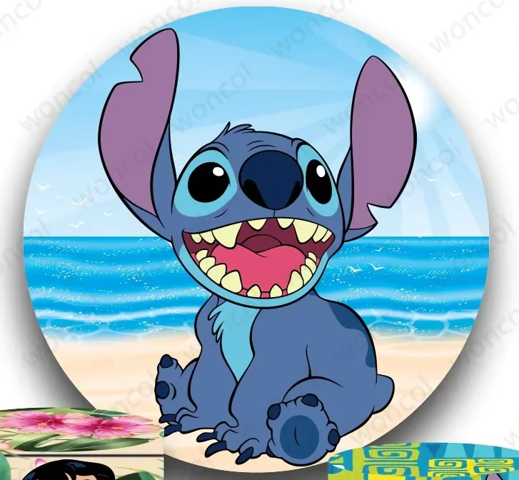 Lilo & Stitch Round Backdrop Child Birthday Backdrop Lilo Stitch Cylinder Cover Baby Shower Decorations Photo Studio Props