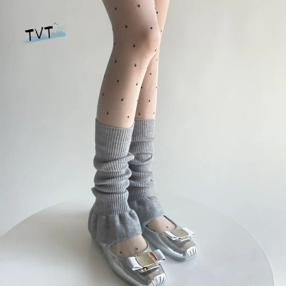 

Solid Color Ballet Style Knitted Foot Cover Y2K Sweet Lolita Boots Cover Harajuku Style Breathable Mid-tube Socks Student