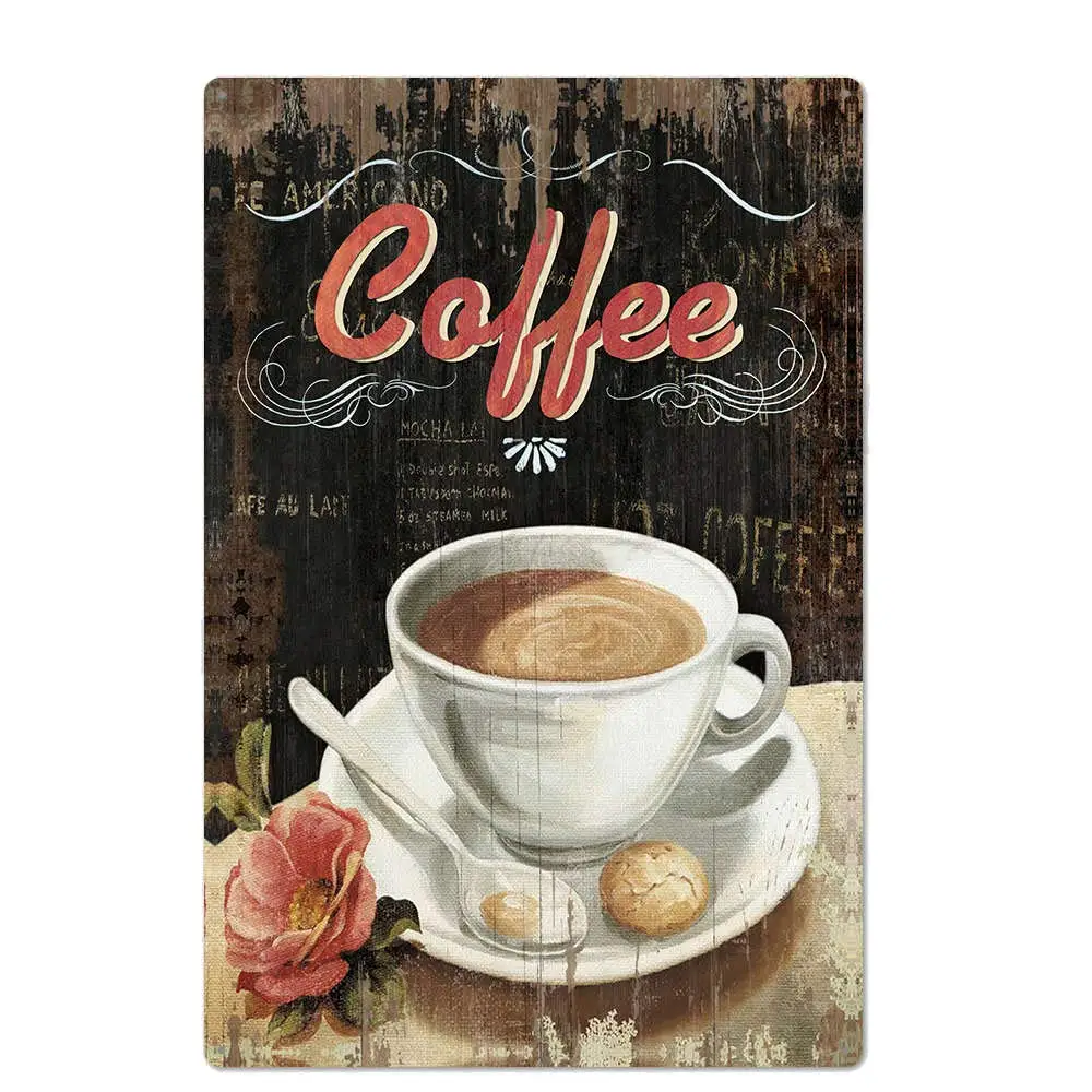 

Retro Design Coffee Tin Metal Signs Wall Art | Thick Tinplate Print Poster Wall Decoration for Cafe/Kitchen/Coffee Corner/Coffe