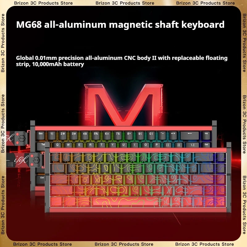 

MG68 All Aluminum CNC Wired Tri Mode Wireless Magnetic Axis Keyboard 0.01 Accuracy 0 Dead Zone Hot Plug RGB Esports Games Office