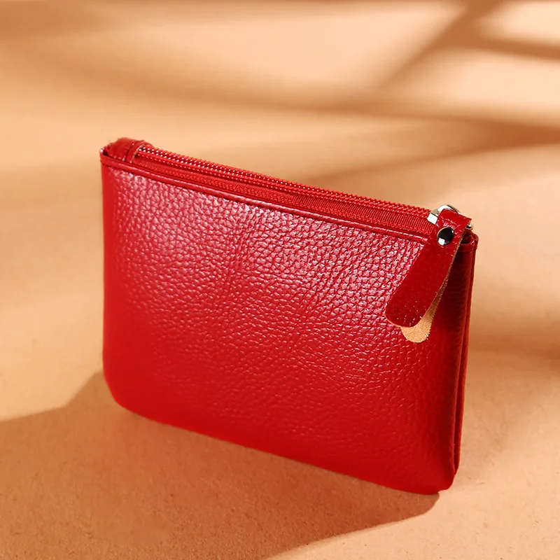 Unisex Leather Coin Purse Men Women Pebbled Zipper Pouch Ladies Small Wallet Clutch Bag Daily Storage Travel Pocket Pack