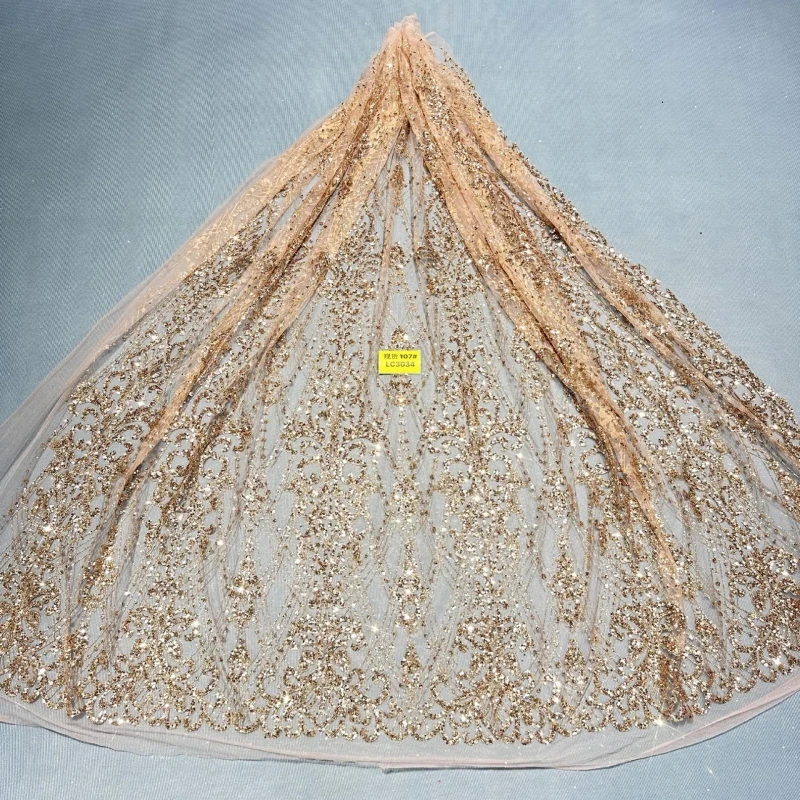 

Золотистая ткань цвета шампань с блестками и вышивкой, сетчатое кружево с приклеенными пайетками, тюль с золотым напылением для свадеб и вечеринок, горячая распродажа