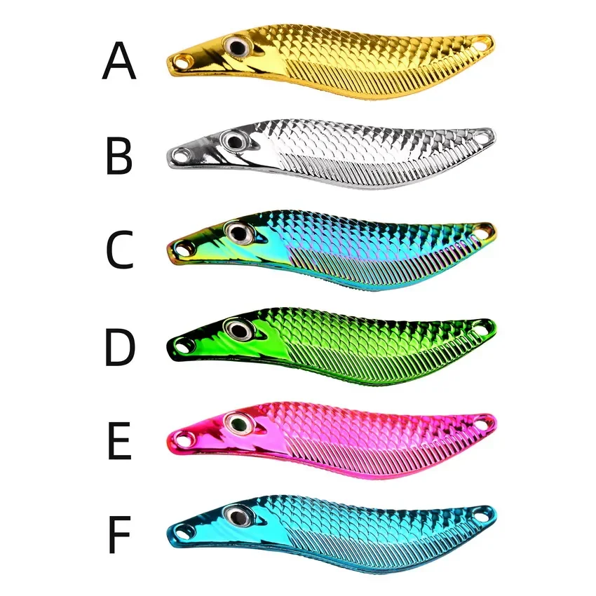 Metal VIB Leech Spinners Spoon Lures 7g 10g 15g 20g Artificial Bait with Feather Hook Night Fishing Tackle for Bass Pike Perch