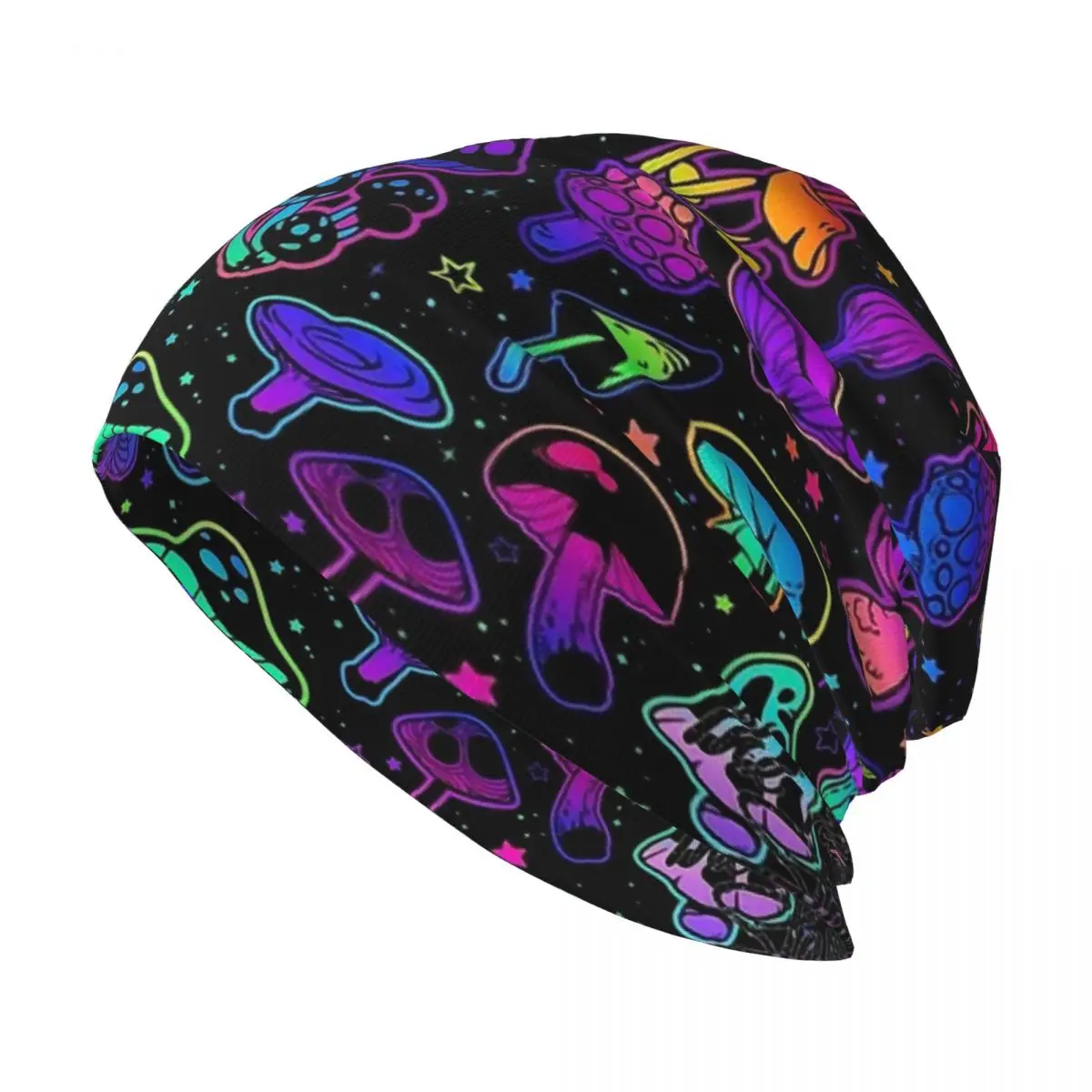 Neon Psychodelic Mushrooms Stuff Knitted Hat For Men And Women, Gift Unisex winter Warm Brimless Urinal Hat
