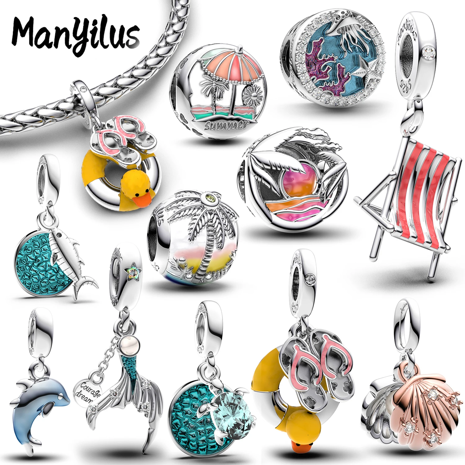 

Manyilus Charms Plata 925 Charms 925 Originales Bracelets Jewelry Woman Italian Charm Bracelet for Women Pendants Earrings Gift