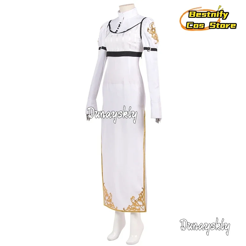 CosplayGame Kyrie Cosplay Costume Slim White Long Dress Lolita French Maid Role-playing Women's Dresses Anime Outfits Wig Prop S