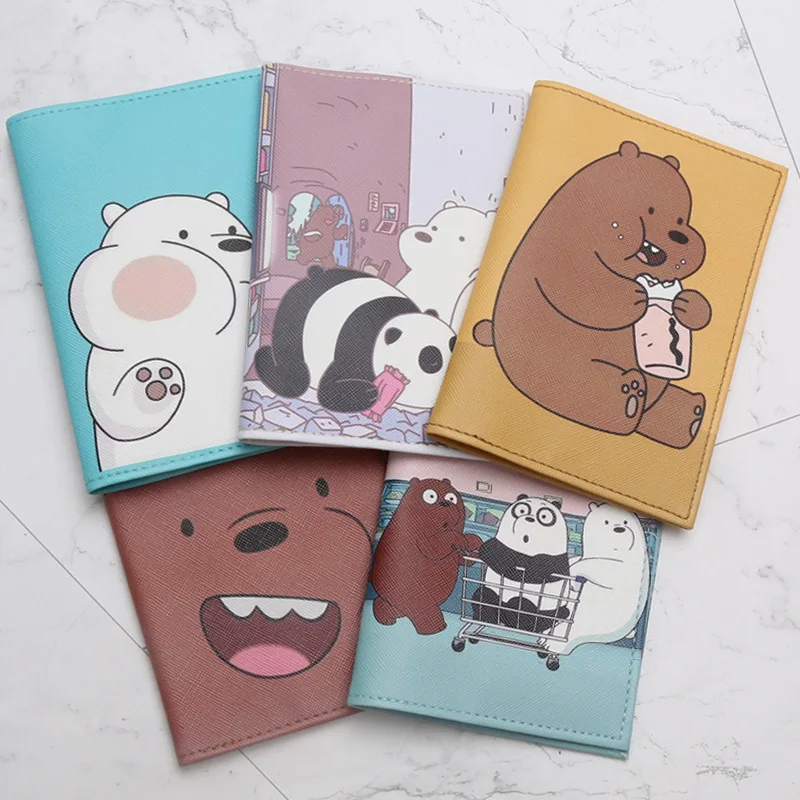 

Cartoon Three Bears Passport Cover Men Women Travel Accessories PU Leather Ticket Credit Card Holder Portable Passport Wallet