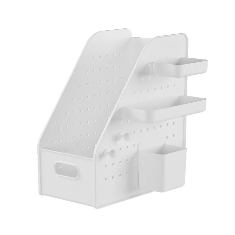 

Pegboard Design Desktop File Storage Rack with Pegboard Organizer DIY Perforated Board Storage Box Stable File Organizer Holder