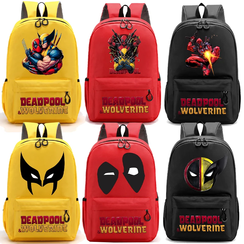 Deadpool & Wolverine Backpacks Marvels Kids Anime Expression School Bags Boys Girls Outdoor Sport Travel Knapsack Children Gift