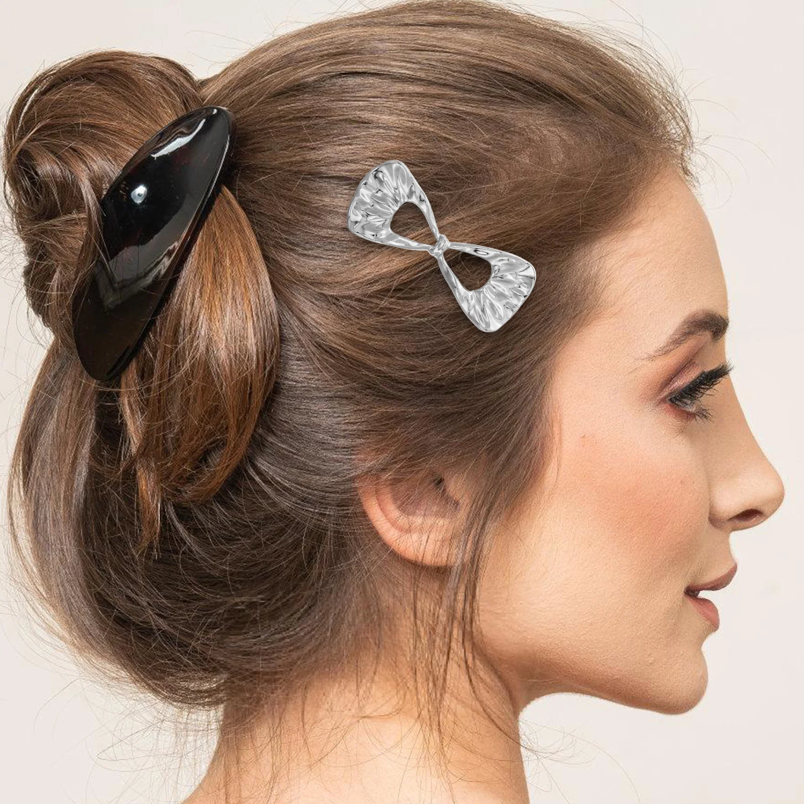 

2Pcs Bow Hair Clips Gold Metal Side Bang Hairpins Elegant Alligator Clips Small Hair Accessories for Occasions