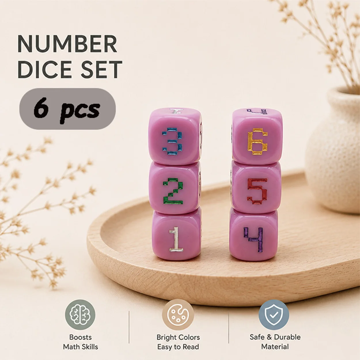 6pcs/set, 14mm digital dice set for Nightclubs, Bars, KTVs & Entertainment, Essential for Multiplayer Party Games
