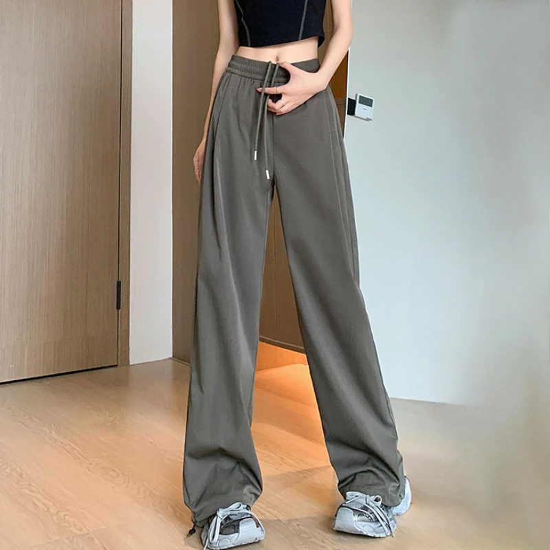 

Women's Sweatpants Spring Summer 2025 New White Wide Leg Pants High Waist Joggers Casual Loose Straight Trousers for Women