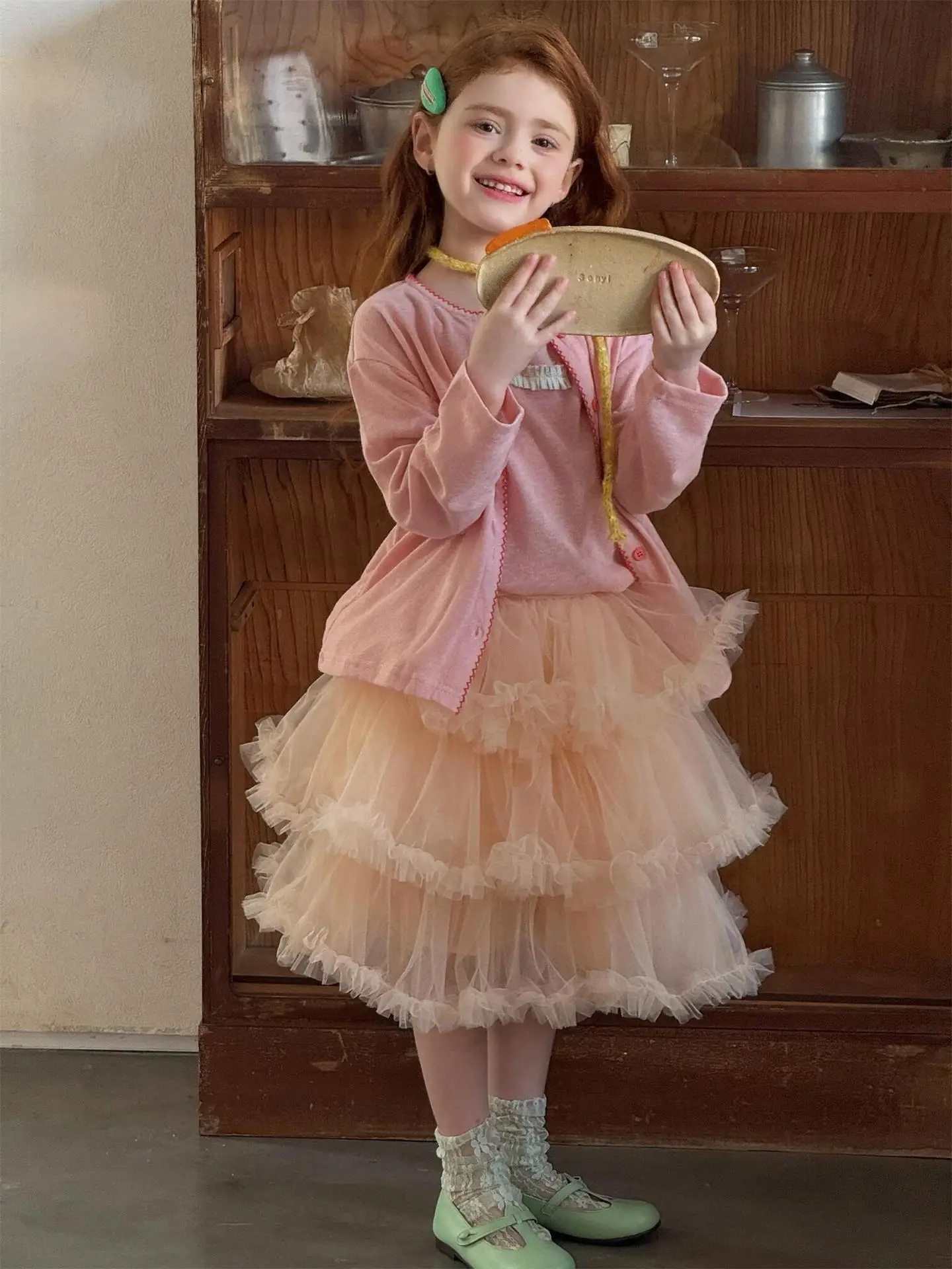 

2026 Spring Summ New Top Children's Clothing Girls' Puffy Mesh Cake Princess Short Fashion Kids Skirt
