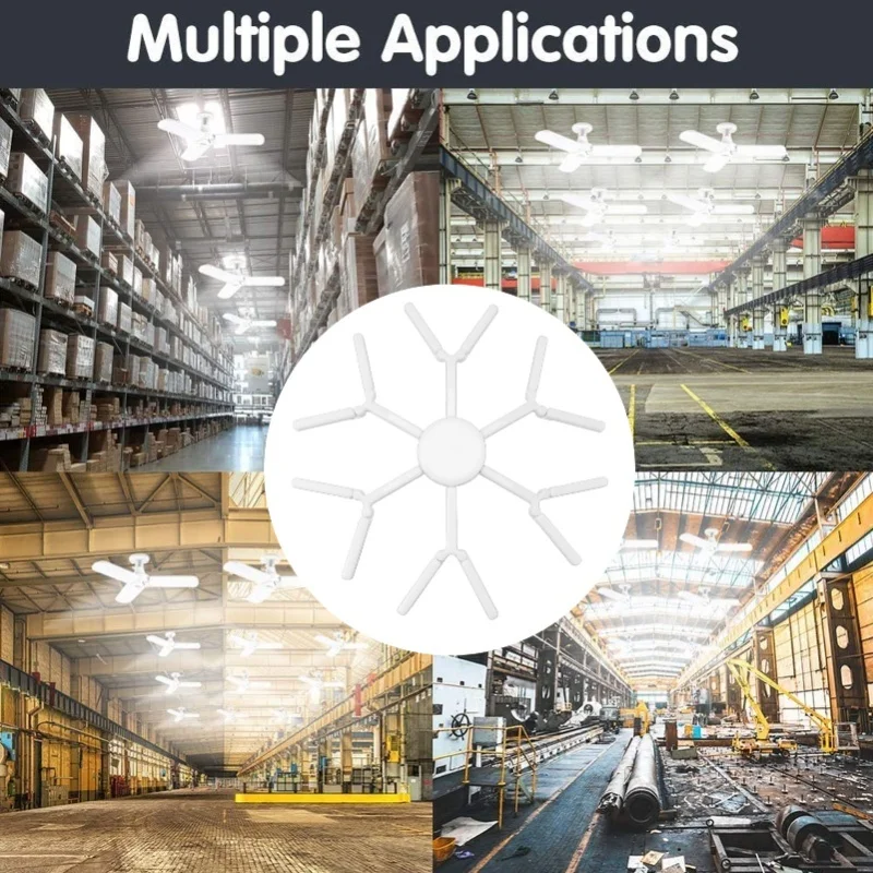 

LED Garage Light 120W With 6 Adjustable Panels E27 Super Bright Bulb Deformable Garage Ceiling Light 6000 To 6500K 85 To 265V