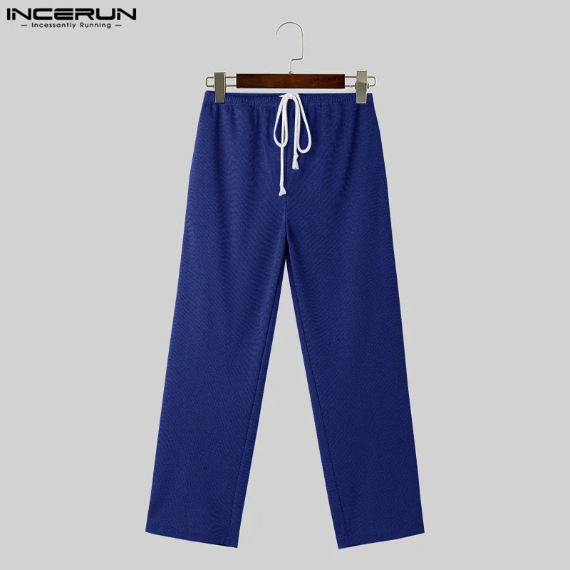 2024 Men Pants Solid Color Joggers Drawstring Comfortable Casual Trousers Men Homewear Fashion Leisure Long Pants S-5XL INCERUN